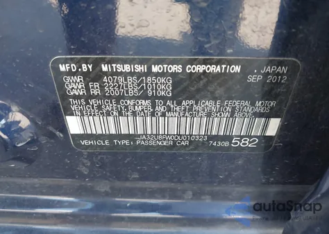 2013 Mitsubishi Lancer Gt z USA, uszkodzony, nr VIN JA32U8FW0DU010323